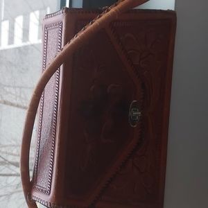 Rare Vintage Carved Leather Purse